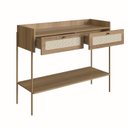 Ver imagem 3 de Aparador 2 Gavetas 103cm Palhinha Pé Metal Dourado Oslo Marrom/Hanover