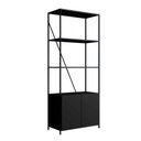 Ver imagem 2 de Estante para Livros Industrial com 2 Portas e 3 Prateleiras Preto