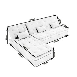 Sofá Cama + Chaise Patricia para Sala:suede Cinza - 5