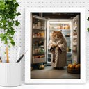 Ver imagem 2 de Quadro Decorativo Cozinha Gato Geladeira 45x34cm:moldura Preta
