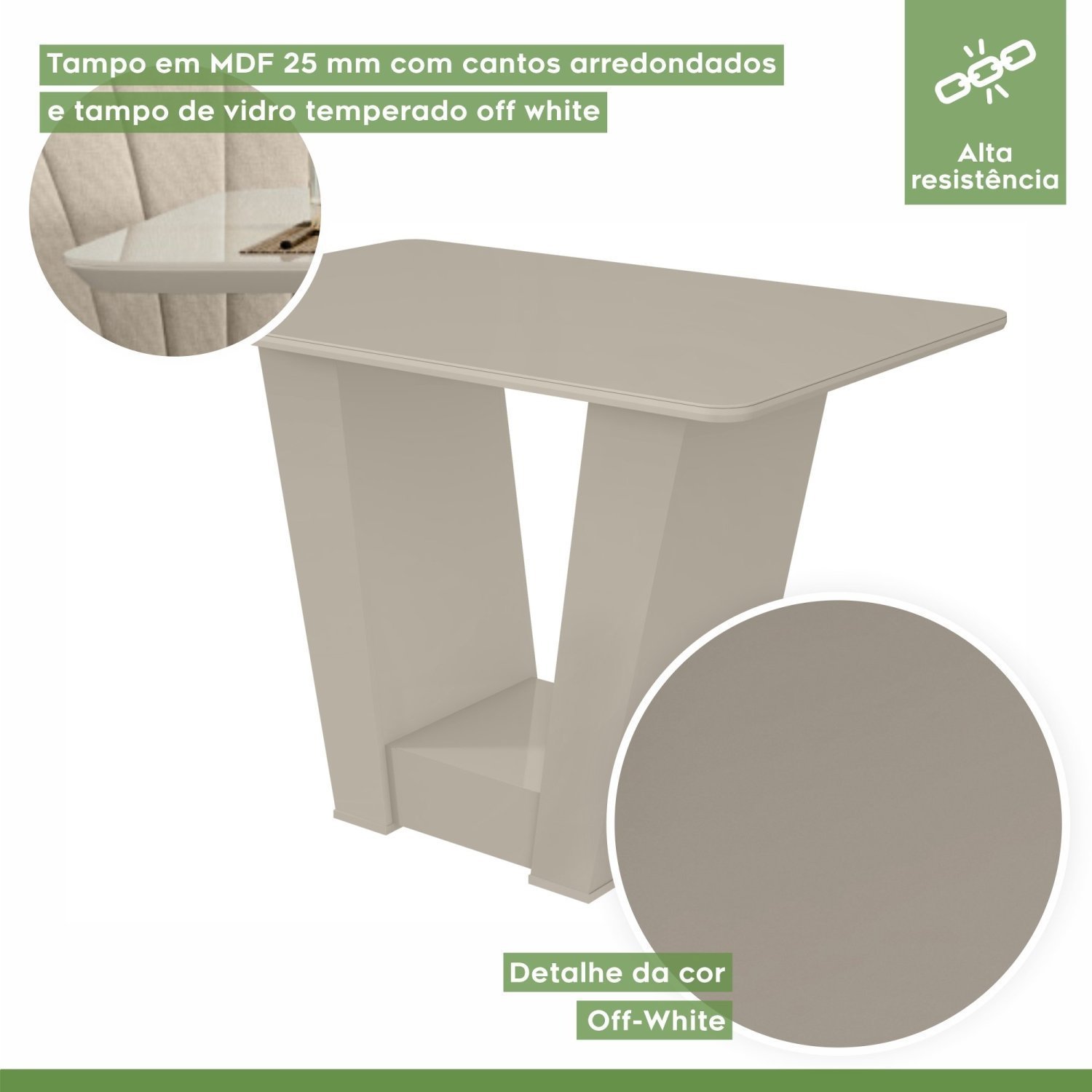 Conjunto Sala de Jantar Mesa 120x80cm Tampo MDF/Vidro 4 Cadeiras Apogeu Móveis Lopas - 4