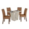 Conjunto Sala de Jantar Mesa 120x80cm Tampo MDF/Vidro 4 Cadeiras Apogeu Móveis Lopas - 2