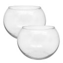 Ver imagem 1 de Jogo 2 Vasos Tipo Aquário de Vidro Redondo Decoração e Terrários 4,5 Litros
