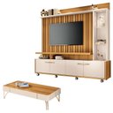 Ver imagem 1 de Estante Home Theater Titan e Mesa de Centro Cadenza Cinamomo Off White - Hb Móveis