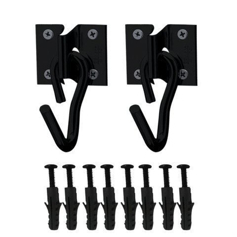 Kit Gancho Armador Rede Aço Completo C/Bucha+Parafusos Preto