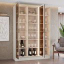 Ver mais imagens de Cristaleira 150cm 3 Portas com LED e Vidro Reflecta Temperado 100% MDF Fineze Bege/Areia HP