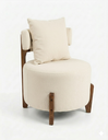Ver imagem 1 de Poltrona Organica Decorativa Redonda com Almofada Pés Thor Madeira Maciça Premium Boucle Grafite:Sue