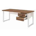 Ver imagem 5 de Mesa Escritório Pé Quadro 1,70x0,70m c/ 02 Gavetas Nogal Sevilha / Branco