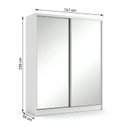 Ver imagem 4 de Guarda-Roupa Solteiro com Espelho 100% MDF 2 Portas de Correr 2 Gavetas Foscarini Branco
