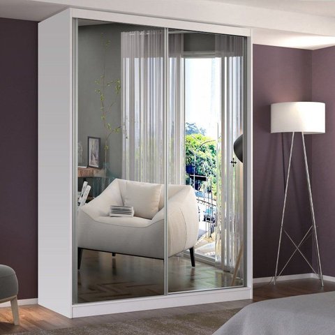 Guarda Roupa Solteiro 2 Portas 2 Espelhos Branco