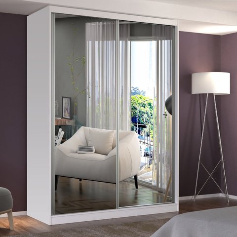 Guarda Roupa Solteiro 2 Portas 2 Espelhos Branco