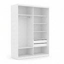 Ver imagem 5 de Guarda-Roupa Solteiro com Espelho 100% MDF 2 Portas de Correr 2 Gavetas Foscarini Branco