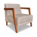 Ver imagem 3 de Kit 02 Poltronas Decorativa Natália Linho Base em Madeira Castanho - Pallazio