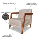 Ver imagem 7 de Kit 02 Poltronas Decorativa Natália Linho Base em Madeira Castanho - Pallazio