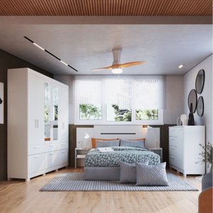 Quarto de Casal 3 Peças 1 Guarda Roupa 1 Cômoda 1 Cabeceira Fabi Espresso Móveis