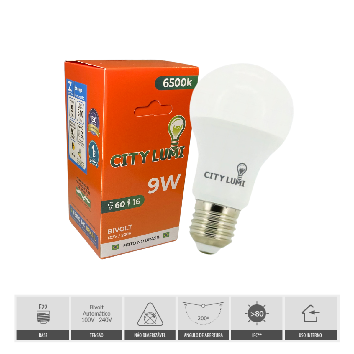 Kit 10 Lâmpada Led Bulbo City Lumi 6500k 9w - 5