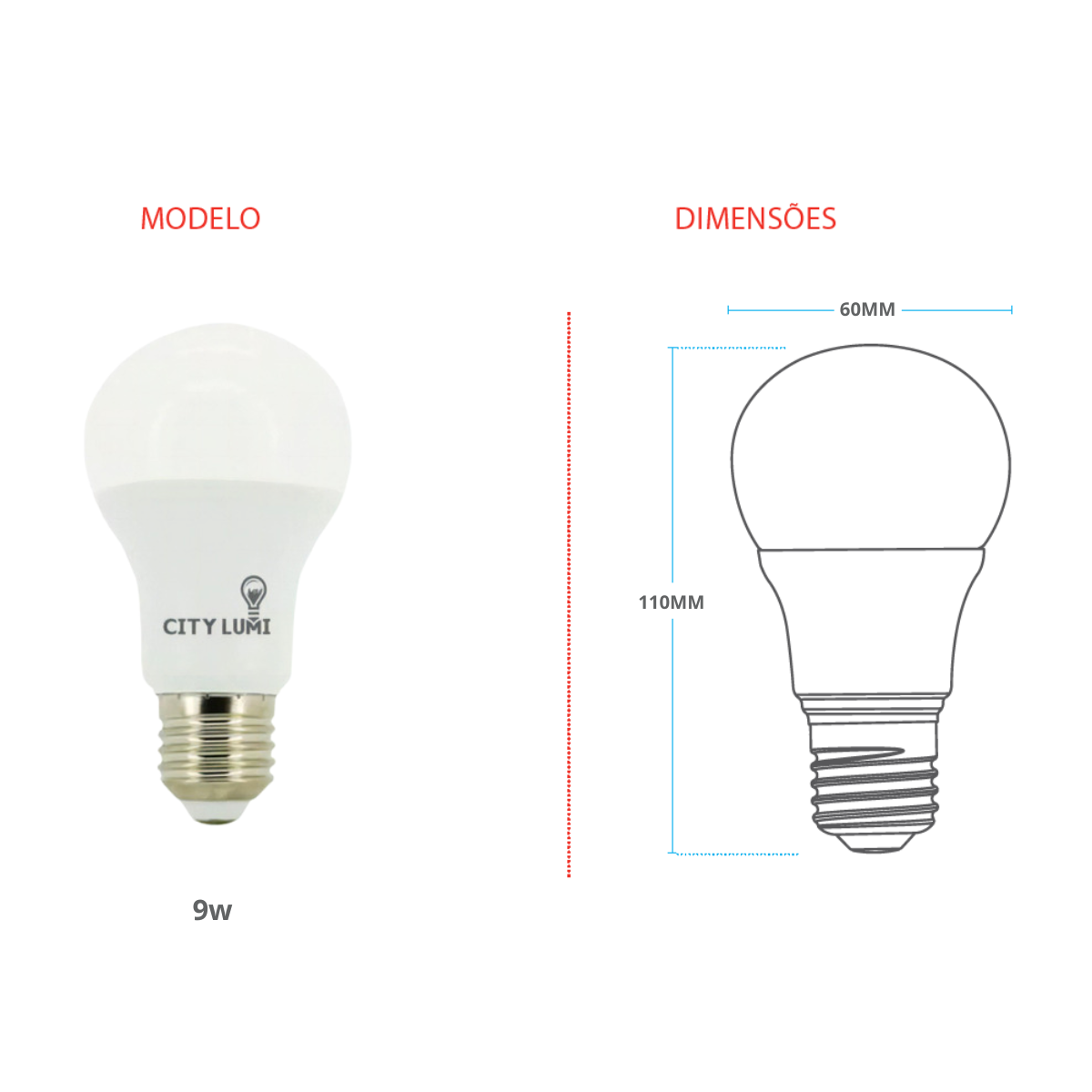 Kit 10 Lâmpada Led Bulbo City Lumi 6500k 9w - 3