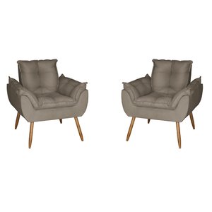 Kit 2 Poltronas Opala Decorativa Suede Capuccino Dal Poz Estofados