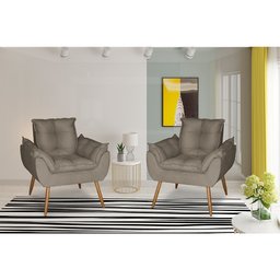 Kit 2 Poltronas Opala Decorativa Suede Capuccino Dal Poz Estofados - 2