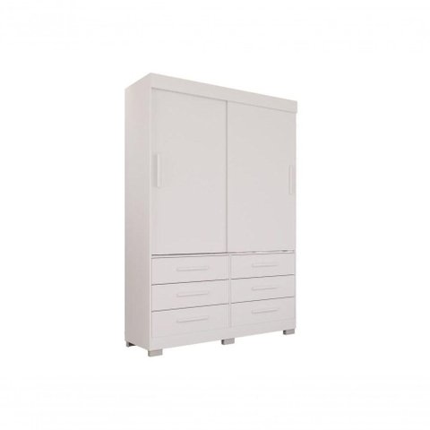 Guarda Roupa New Star 2 Portas 6 Gavetas sem Espelho Salleto Branco