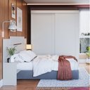 Ver imagem 1 de Quarto de Casal 2 Peças Guarda Roupa 2 Portas com Cabeceira Extensível Renata Espresso Móveis