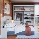 Ver imagem 2 de Quarto de Casal 2 Peças Guarda Roupa 2 Portas com Cabeceira Extensível Renata Espresso Móveis