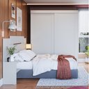 Ver imagem 1 de Quarto de Casal 2 Peças Guarda Roupa 2 Portas com Cabeceira Extensível Renata Espresso Móveis Branco