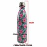 Garrafa Termica Estampada Flores 750 Ml Florida Squeeze Inox Resistente Agua Cha Cafe Suco - 5