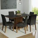 Ver imagem 1 de Conjunto Sala de Jantar Mesa Tampo de Madeira 6 Cadeiras Rustic/preto/oxford Renata Madesa