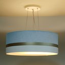 Ver imagem 2 de Lustre Pendente Azul Faixas Bronze Cúpula 50x15 Tom Luz