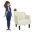 Ver imagem 3 de Kit 2 Poltronas Decorativa Alice Suede Bege Pés Madeira Mz Decor