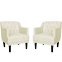 Ver imagem 1 de Kit 2 Poltronas Decorativa Alice Suede Bege Pés Madeira Mz Decor