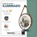 Ver imagem 7 de Espelho Redondo 50 Cm Adnet Iluminado 3 Leds Touch Screen com Alça Costurada - Marrom Alça Caramelo