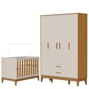 Ver imagem 1 de Guarda Roupa Infantil Flip 4 Portas com Berço Americano Flip Areia Acetinado Savana - Reller