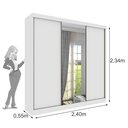 Ver imagem 3 de Guarda Roupa com Espelho 3 Portas 240cm Somalia Yescasa Branco/Neve