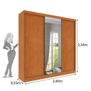 Ver imagem 3 de Guarda Roupa com Espelho 3 Portas 240cm Somalia Yescasa Bege/Cinamomo/Off White