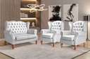Ver imagem 5 de Conjunto Imperador Sofá Chesterfield Decoração Sala Recepção Estilo Vintage - Couríssimo Branco