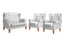 Ver imagem 1 de Conjunto Imperador Sofá Chesterfield Decoração Sala Recepção Estilo Vintage - Couríssimo Branco