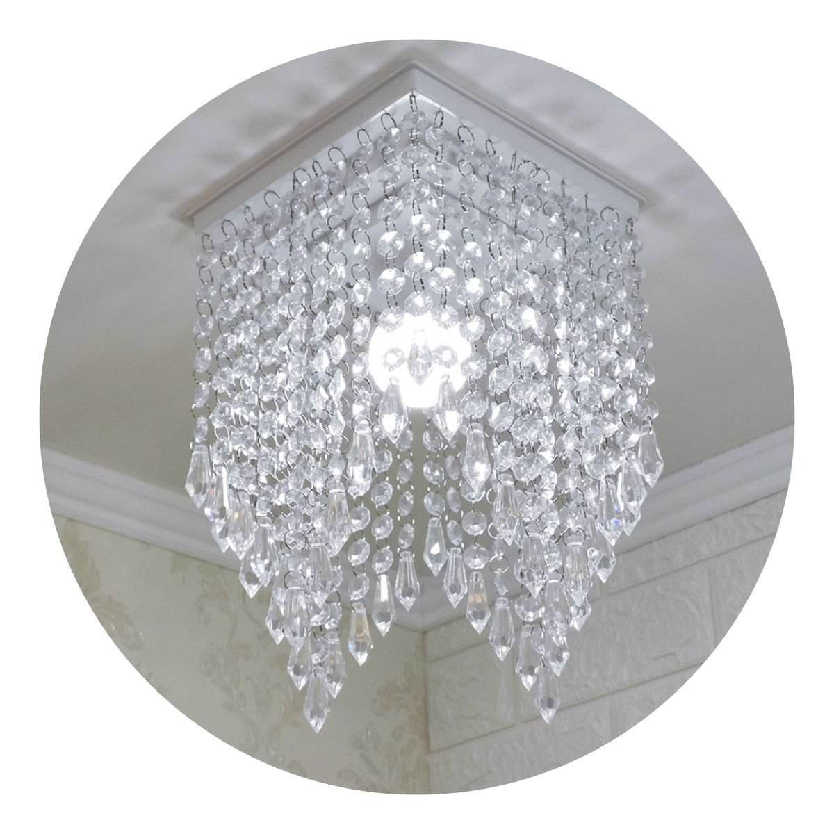 Lustre Cristal Acrílico Luminária Decoração Clínica Estética Decorar Recepção Design Moderno 19x29cm