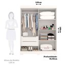 Ver imagem 3 de Guarda Roupa Solteiro Ayla 2 Portas 2 Gavetas com Espelho 100 Mdf Acp Móveis