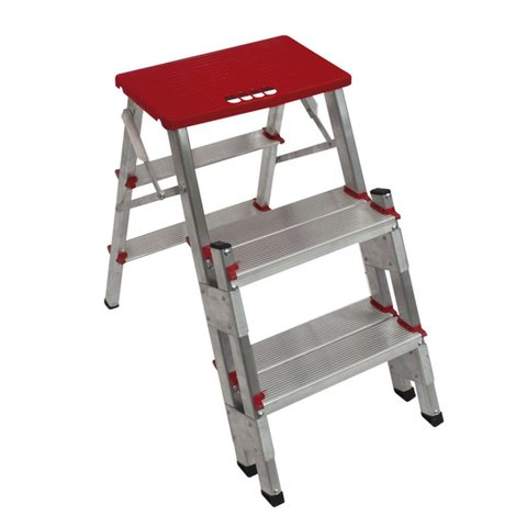 Escada de Alumínio Bilateral 3 Degraus Duplos Apolo Art Factory