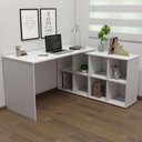 Ver imagem 2 de Mesa Escrivaninha Escritorio em L 8 Nichos 140x130 cm Branco Artany