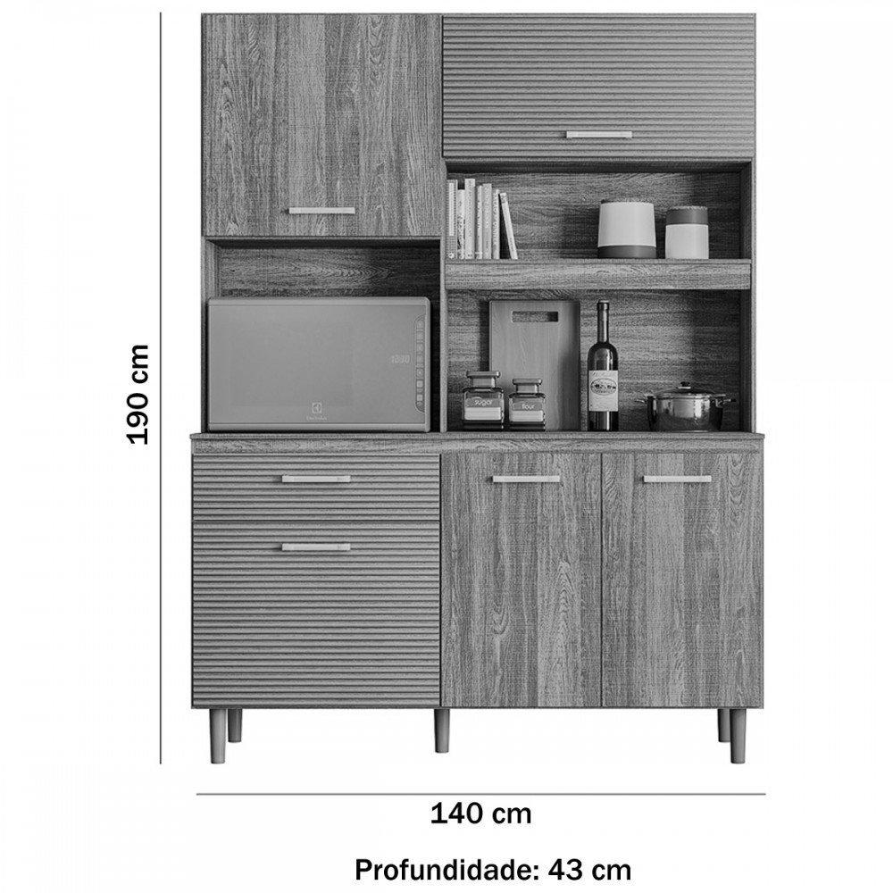 Cozinha Compacta Athena 5 Portas 1 Gaveta Bianco - Nicioli - 4