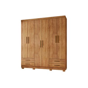 Guarda Roupa Santiago Ii Roupeiro 6 Portas 4 Gavetas Cedro