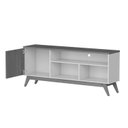 Ver imagem 4 de Rack Ripado Retrô para TV até 55 Polegadas 136cm Pés em Madeira Maciça Malbec Wood