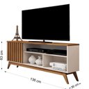 Ver imagem 3 de Rack Ripado Retrô para TV até 55 Polegadas 136cm Pés em Madeira Maciça Malbec Wood Bege