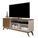 Ver imagem 2 de Rack Ripado Retrô para TV até 55 Polegadas 136cm Pés em Madeira Maciça Malbec Wood Bege