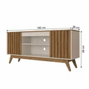 Ver imagem 3 de Rack Ripado Retrô para TV até 60 Polegadas MDF 160cm Pés em Madeira Maciça Malibu Wood Bege