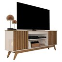 Ver imagem 2 de Rack Ripado Retrô para TV até 60 Polegadas MDF 160cm Pés em Madeira Maciça Malibu Wood Bege