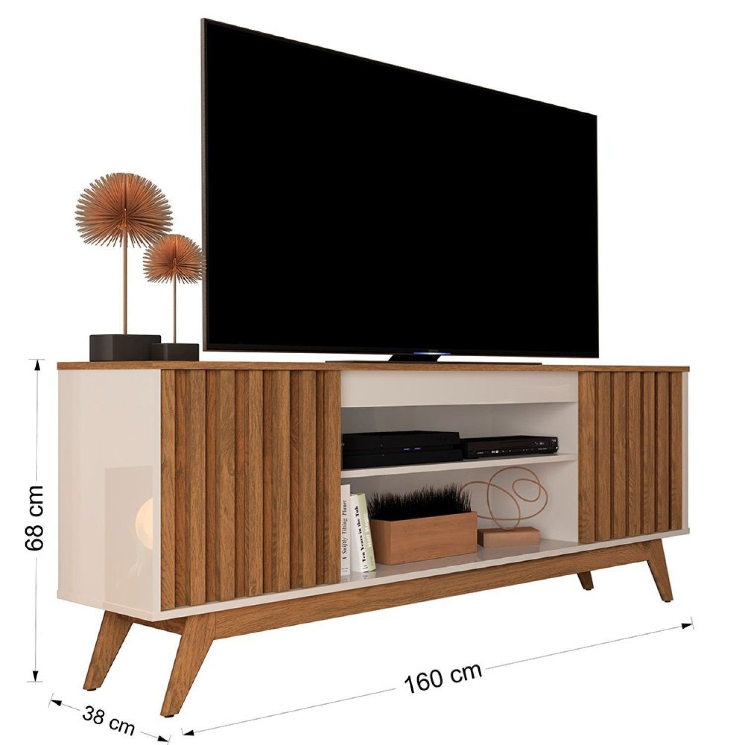 Rack Ripado Retrô para TV até 60 Polegadas MDF 160cm Pés em